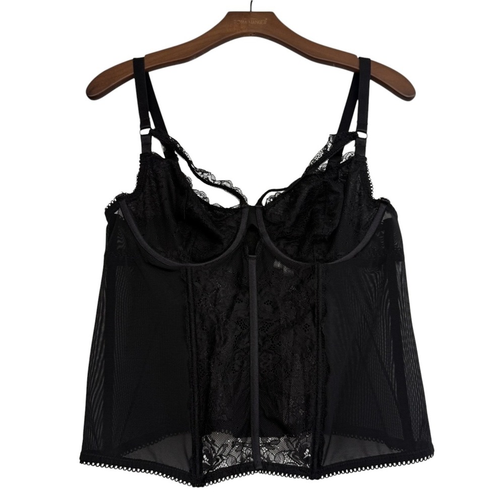 Torrid Curve Black Lace Mesh Underwire Bustier Top Size 00 353